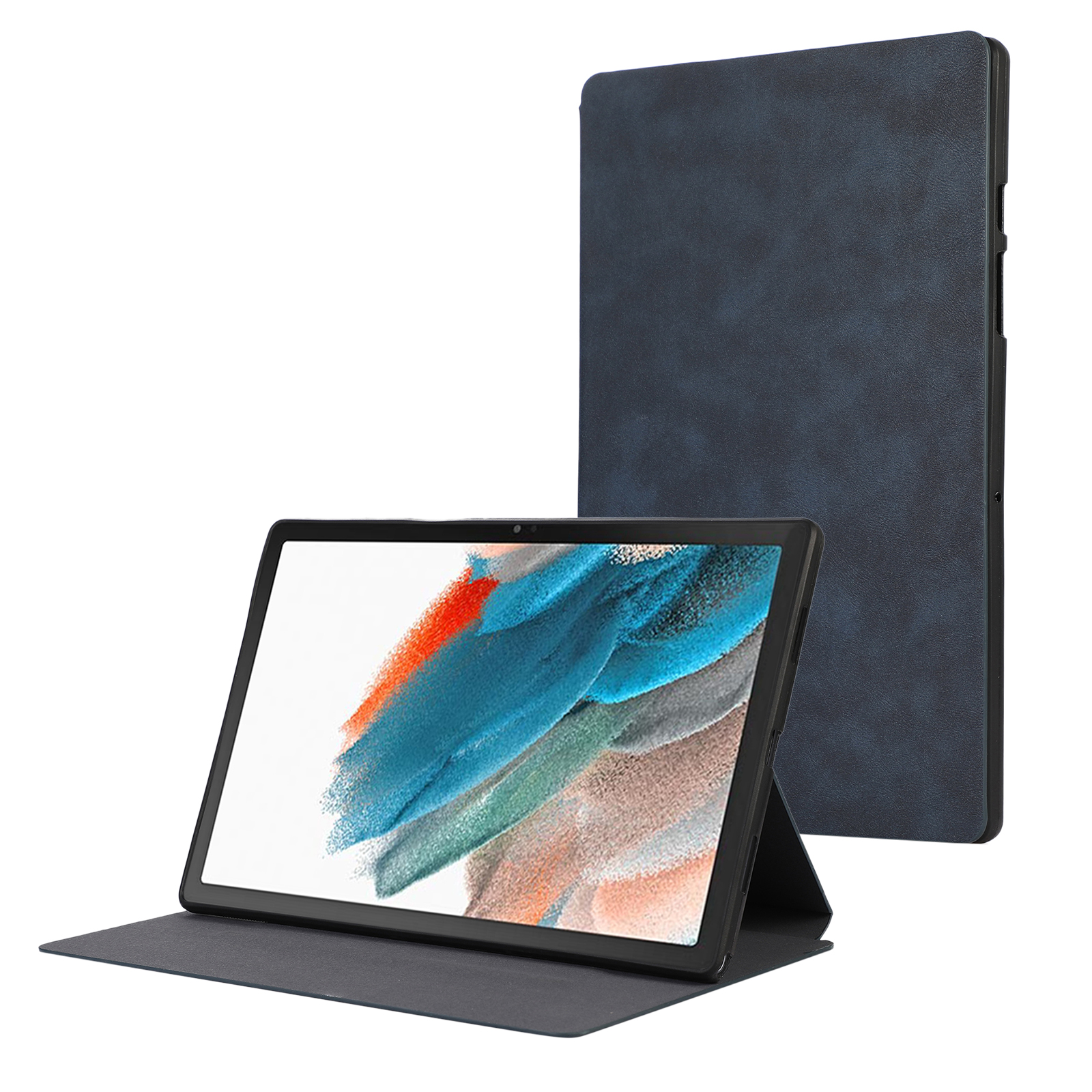 Case2go - Tablet hoes geschikt voor Samsung Galaxy Tab A9 - Book Case met Soft TPU Houder - Donker Blauw afbeelding