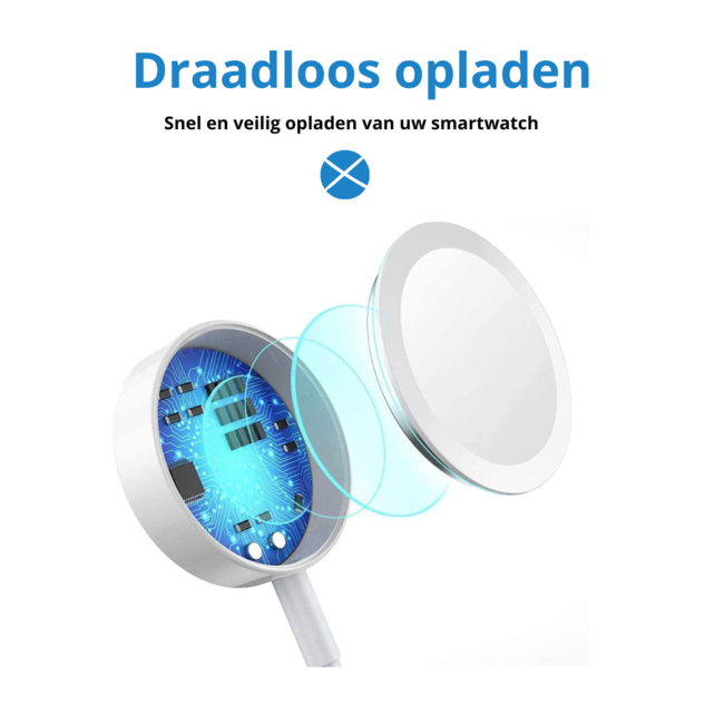 Case2go - Oplaadkabel geschikt voor Apple Watch Series 1 / 2 / 3 / 4 / 5 / 6 / 7 / 8 / 9 / 10 / 11 /  SE / Ultra / Ultra 2 / Ultra 3 -  40mm / 42mm / 44mm / 46mm / 49mm - USB-kabel - 1.00 meter - Wit