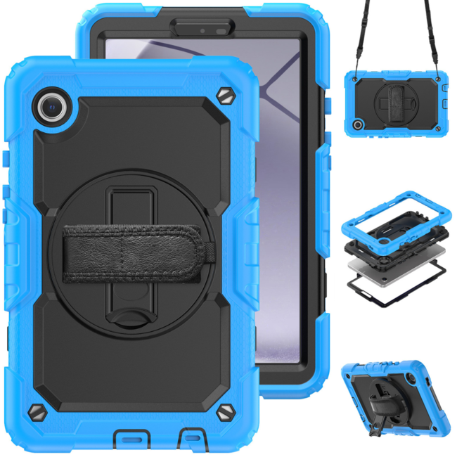 Case2Go - Hoes geschikt voor Samsung Galaxy Tab A9 (2023) - Strap B Case - Licht Blauw