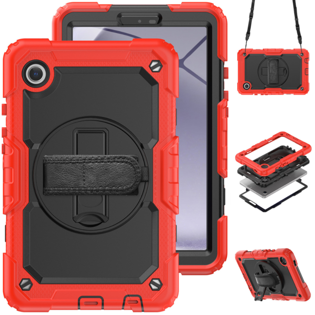 Case2Go - Hoes geschikt voor Samsung Galaxy Tab A9 (2023) - Strap B Case - Rood