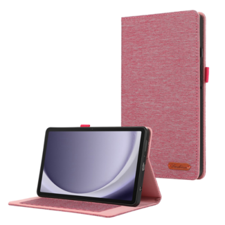 Case2go Case2go - Tablet hoes geschikt voor Samsung Galaxy Tab A9 Plus - Bookcase van spijkerstof met pasjeshouder - Roze