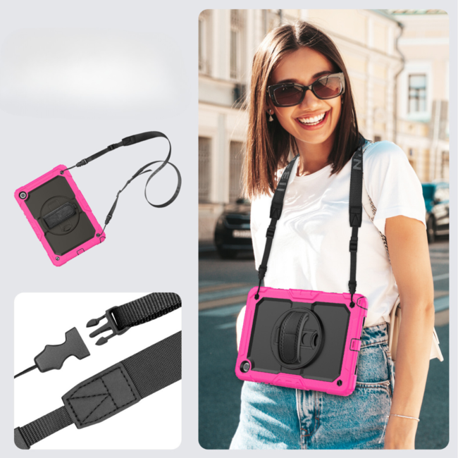 Case2Go - Hoes geschikt voor Samsung Galaxy Tab A9 Plus (2023) - Strap B Case - Roze