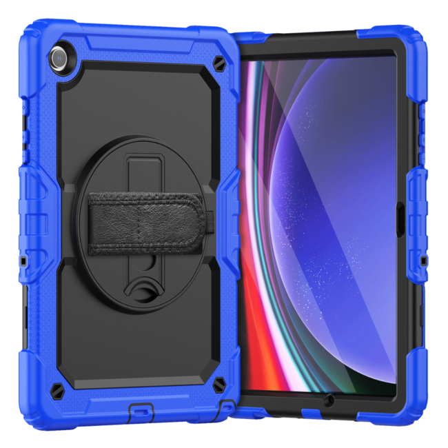 Case2Go - Hoes geschikt voor Samsung Galaxy Tab A9 Plus (2023) - Strap B Case - Blauw