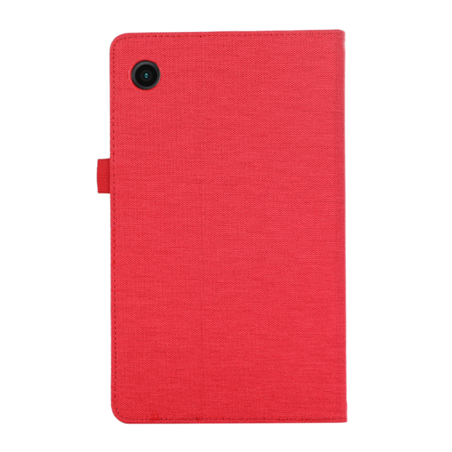 Case2go - Tablet hoes geschikt voor Samsung Galaxy Tab A9 - Bookcase van spijkerstof met pasjeshouder - Rood