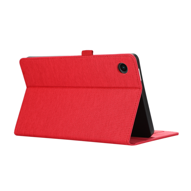 Case2go - Tablet hoes geschikt voor Samsung Galaxy Tab A9 - Bookcase van spijkerstof met pasjeshouder - Rood