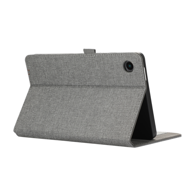 Case2go - Tablet hoes geschikt voor Samsung Galaxy Tab A9 - Bookcase van spijkerstof met pasjeshouder - Grijs