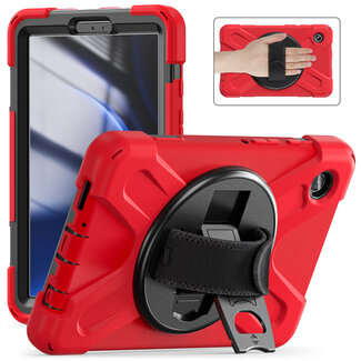 Case2go Case2Go- Tablet Hoes geschikt voor Samsung Galaxy Tab A9 (2023) - Hand Strap Heavy Armor Case - Rood