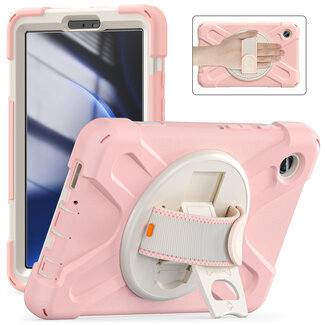 Case2go Case2Go- Tablet Hoes geschikt voor Samsung Galaxy Tab A9 (2023) - Hand Strap Heavy Armor Case - Licht Roze
