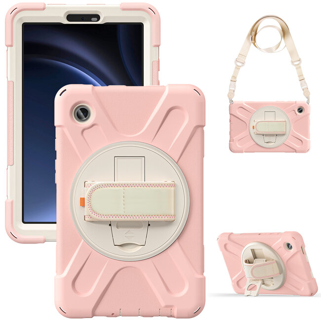 Case2Go- Tablet Hoes geschikt voor Samsung Galaxy Tab A9 (2023) - Hand Strap Heavy Armor Case - Licht Roze