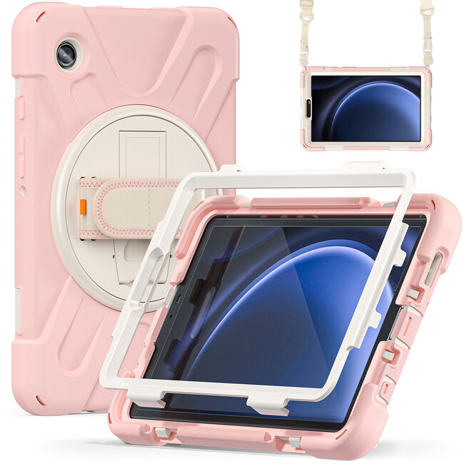 Case2Go- Tablet Hoes geschikt voor Samsung Galaxy Tab A9 (2023) - Hand Strap Heavy Armor Case - Licht Roze