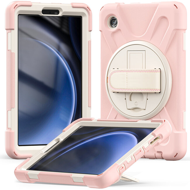 Case2Go- Tablet Hoes geschikt voor Samsung Galaxy Tab A9 (2023) - Hand Strap Heavy Armor Case - Licht Roze