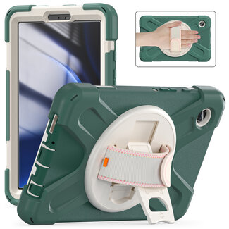 Case2go Case2Go- Tablet Hoes geschikt voor Samsung Galaxy Tab A9 (2023) - Hand Strap Heavy Armor Case - Donker Groen