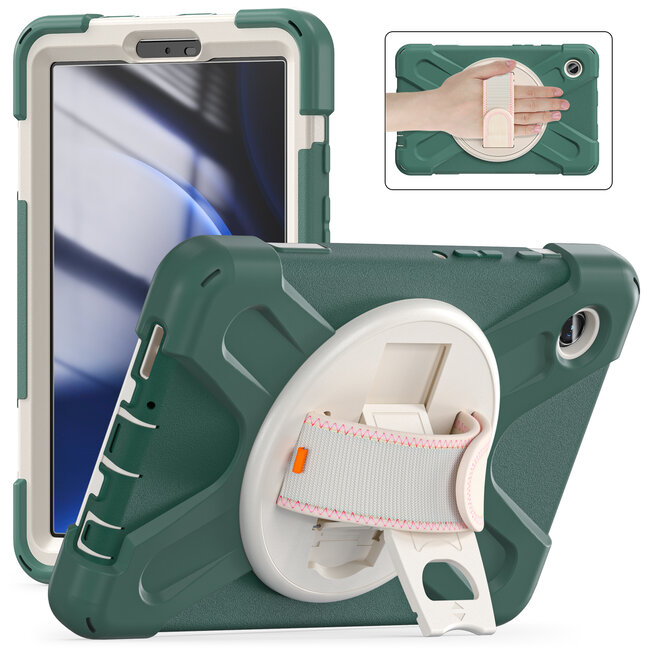 Case2Go- Tablet Hoes geschikt voor Samsung Galaxy Tab A9 (2023) - Hand Strap Heavy Armor Case - Donker Groen