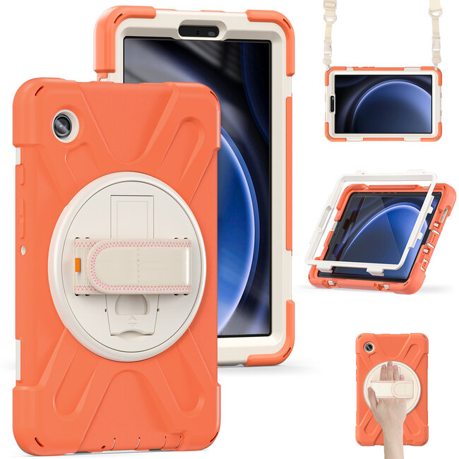 Case2Go- Tablet Hoes geschikt voor Samsung Galaxy Tab A9 (2023) - Hand Strap Heavy Armor Case - Oranje