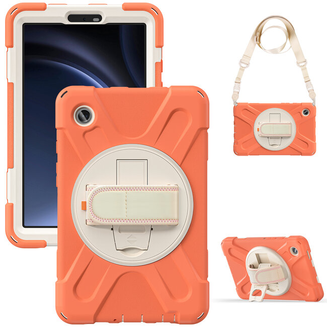 Case2Go- Tablet Hoes geschikt voor Samsung Galaxy Tab A9 (2023) - Hand Strap Heavy Armor Case - Oranje