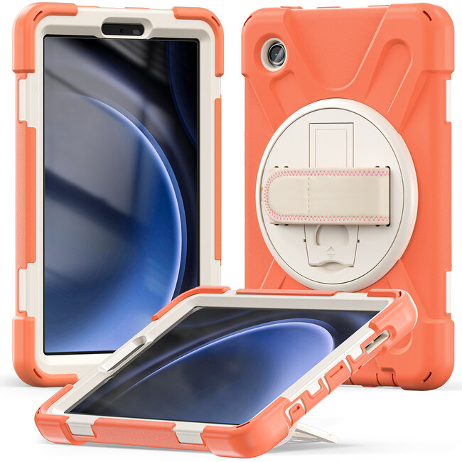 Case2Go- Tablet Hoes geschikt voor Samsung Galaxy Tab A9 (2023) - Hand Strap Heavy Armor Case - Oranje