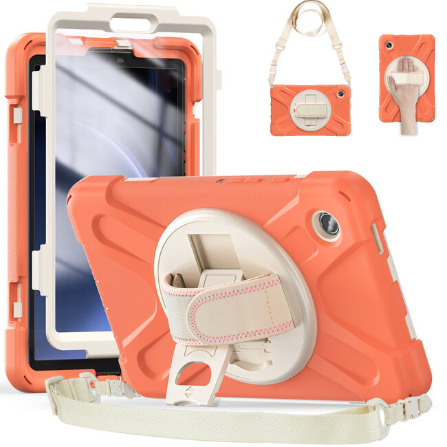Case2Go- Tablet Hoes geschikt voor Samsung Galaxy Tab A9 (2023) - Hand Strap Heavy Armor Case - Oranje