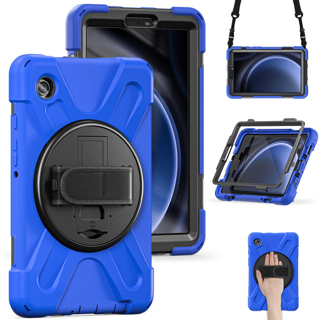 Case2Go- Tablet Hoes geschikt voor Samsung Galaxy Tab A9 (2023) - Hand Strap Heavy Armor Case - Blauw