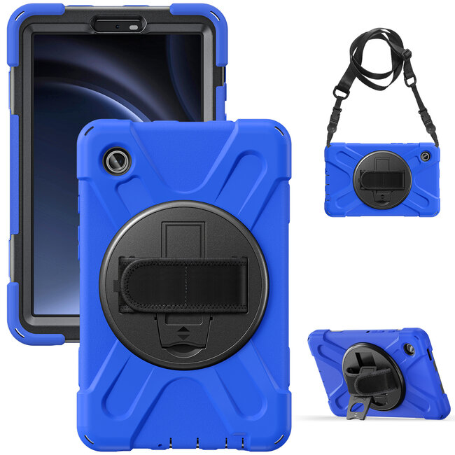 Case2Go- Tablet Hoes geschikt voor Samsung Galaxy Tab A9 (2023) - Hand Strap Heavy Armor Case - Blauw