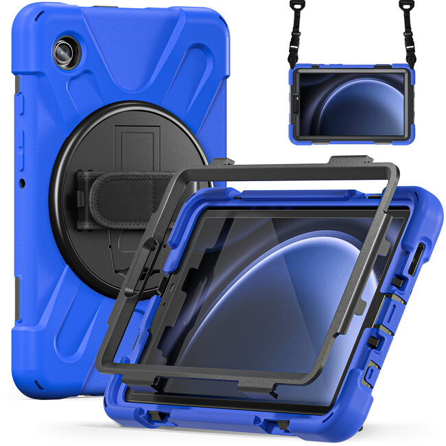 Case2Go- Tablet Hoes geschikt voor Samsung Galaxy Tab A9 (2023) - Hand Strap Heavy Armor Case - Blauw