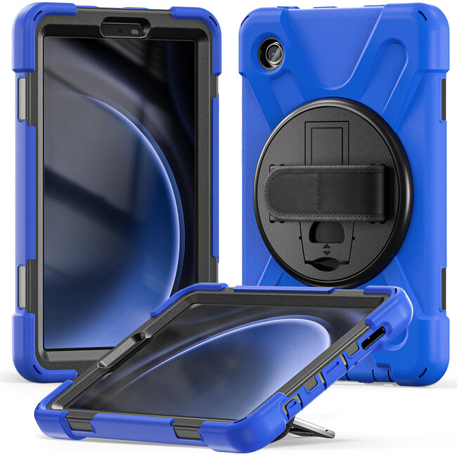 Case2Go- Tablet Hoes geschikt voor Samsung Galaxy Tab A9 (2023) - Hand Strap Heavy Armor Case - Blauw