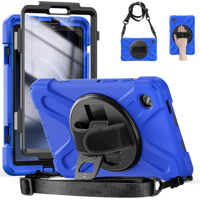 Case2Go- Tablet Hoes geschikt voor Samsung Galaxy Tab A9 (2023) - Hand Strap Heavy Armor Case - Blauw