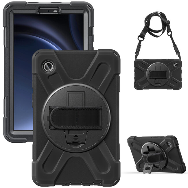 Case2Go- Tablet Hoes geschikt voor Samsung Galaxy Tab A9 (2023) - Hand Strap Heavy Armor Case - Zwart