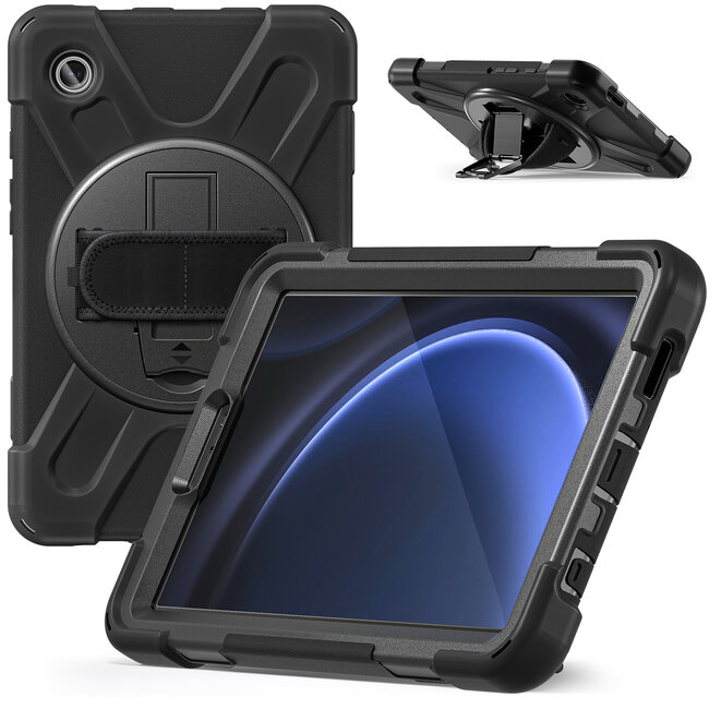 Case2Go- Tablet Hoes geschikt voor Samsung Galaxy Tab A9 (2023) - Hand Strap Heavy Armor Case - Zwart