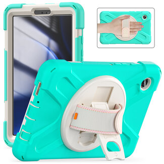 Case2go Case2Go- Tablet Hoes geschikt voor Samsung Galaxy Tab A9 (2023) - Hand Strap Heavy Armor Case - Mint Groen