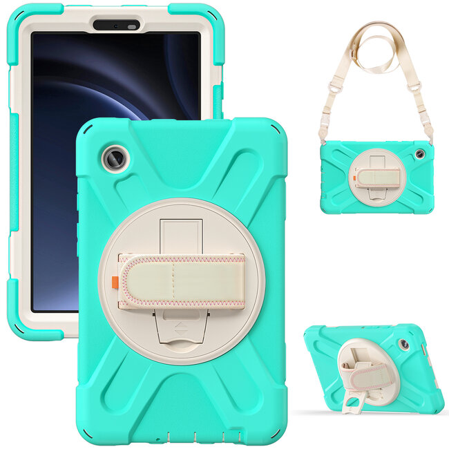 Case2Go- Tablet Hoes geschikt voor Samsung Galaxy Tab A9 (2023) - Hand Strap Heavy Armor Case - Mint Groen