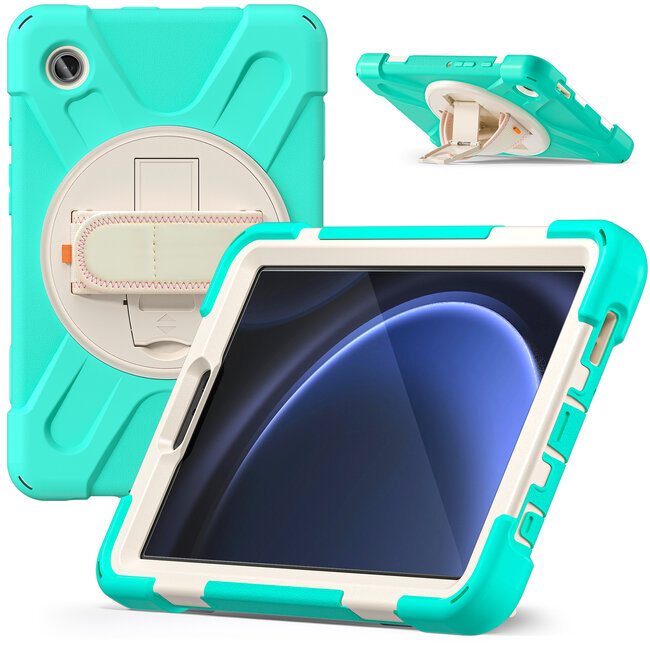 Case2Go- Tablet Hoes geschikt voor Samsung Galaxy Tab A9 (2023) - Hand Strap Heavy Armor Case - Mint Groen
