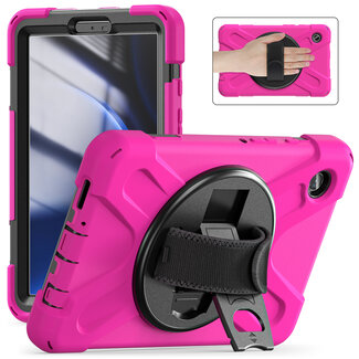 Case2go Case2Go- Tablet Hoes geschikt voor Samsung Galaxy Tab A9 (2023) - Hand Strap Heavy Armor Case - Magenta