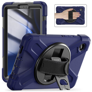 Case2go Case2Go- Tablet Hoes geschikt voor Samsung Galaxy Tab A9 (2023) - Hand Strap Heavy Armor Case - Marineblauw