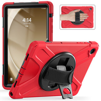 Case2go Case2Go- Tablet Hoes geschikt voor Samsung Galaxy Tab A9 Plus (2023) - Hand Strap Heavy Armor Case - Rood