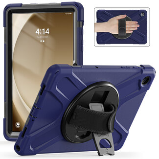 Case2go Case2Go- Tablet Hoes geschikt voor Samsung Galaxy Tab A9 Plus (2023) - Hand Strap Heavy Armor Case - Marineblauw