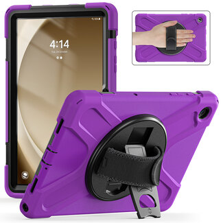 Case2go Case2Go- Tablet Hoes geschikt voor Samsung Galaxy Tab A9 Plus (2023) - Hand Strap Heavy Armor Case - Paars