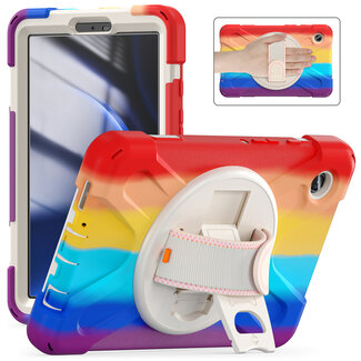 Case2go Case2Go- Tablet Hoes geschikt voor Samsung Galaxy Tab A9 (2023) - Hand Strap Heavy Armor Case - Rainbow