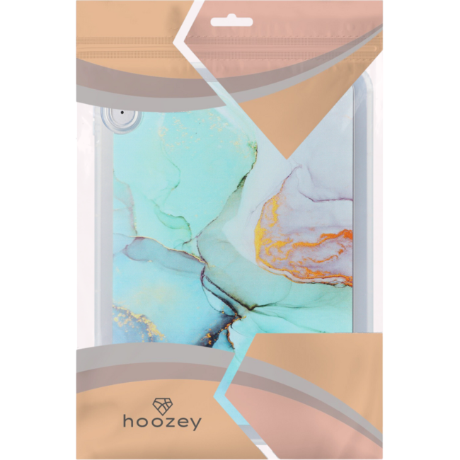 Hoozey - Tablet hoes geschikt voor Samsung Galaxy Tab A9+ (2023) - 11 inch - Tablet hoes - Marmer print - Turquoise