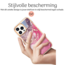 Hoozey - Hoesje geschikt voor Apple iPhone 15 Pro Max - Marble Ring Case - Hoes met magnetische ringhouder - Roze
