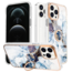 Hoozey Hoozey - Hoesje geschikt voor Apple iPhone 15 Pro Max - Marble Ring Case - Hoes met magnetische ringhouder - Licht Blauw