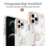 Hoozey - Hoesje geschikt voor Apple iPhone 15 Plus - Marble Ring Case - Hoes met magnetische ringhouder - Wit