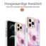 Hoozey - Hoesje geschikt voor Apple iPhone 15 Plus - Marble Ring Case - Hoes met magnetische ringhouder - Paars
