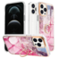 Hoozey - Hoesje geschikt voor Apple iPhone 15 Plus - Marble Ring Case - Hoes met magnetische ringhouder - Roze