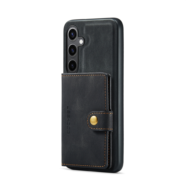CaseMe - Telefoonhoesje geschikt voor Samsung Galaxy S24 - Back Cover - Met Magnetische Pasjeshouder - Zwart