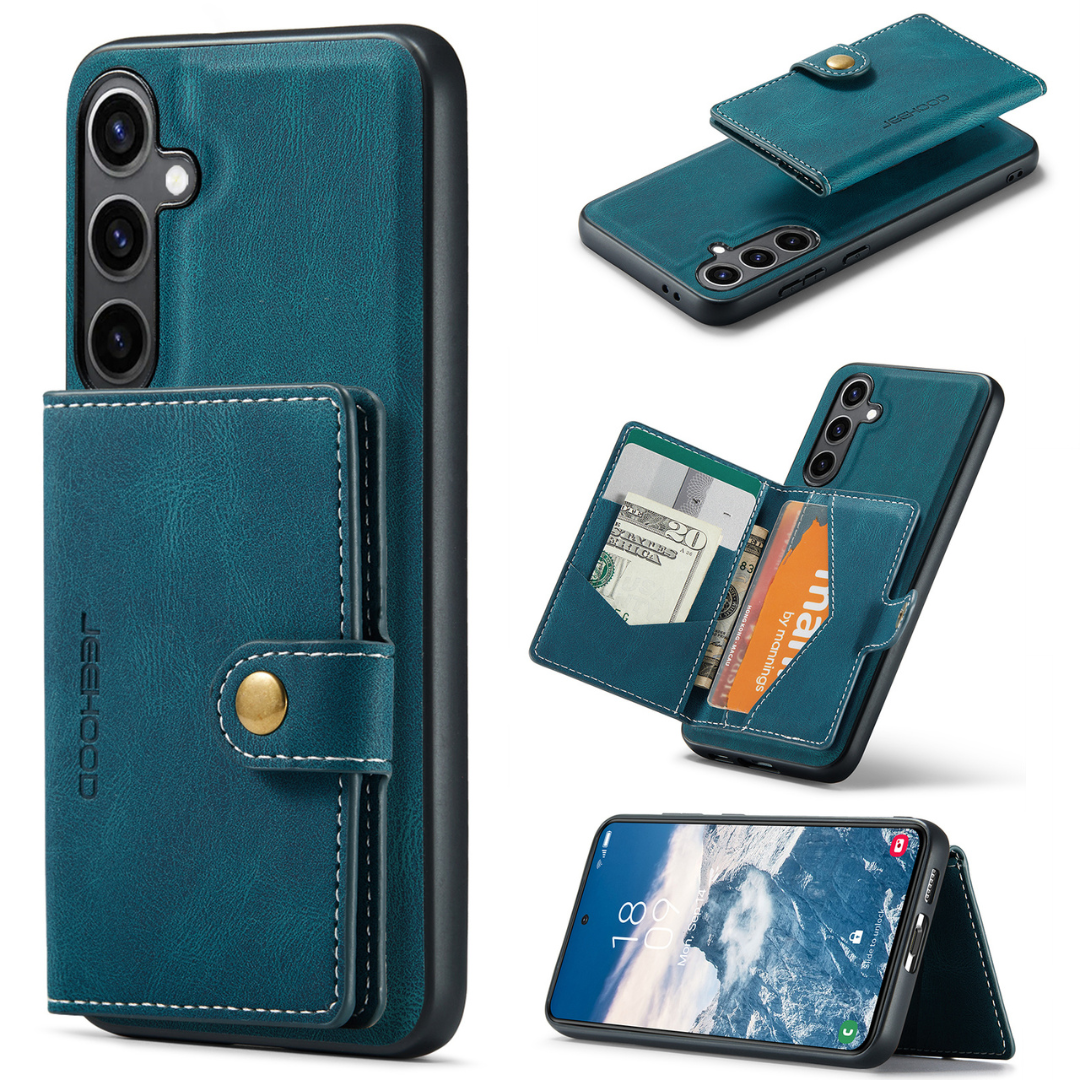 CaseMe - Telefoonhoesje geschikt voor Samsung Galaxy S24 Plus - Back Cover - Met Magnetische Pasjeshouder - Blauw afbeelding
