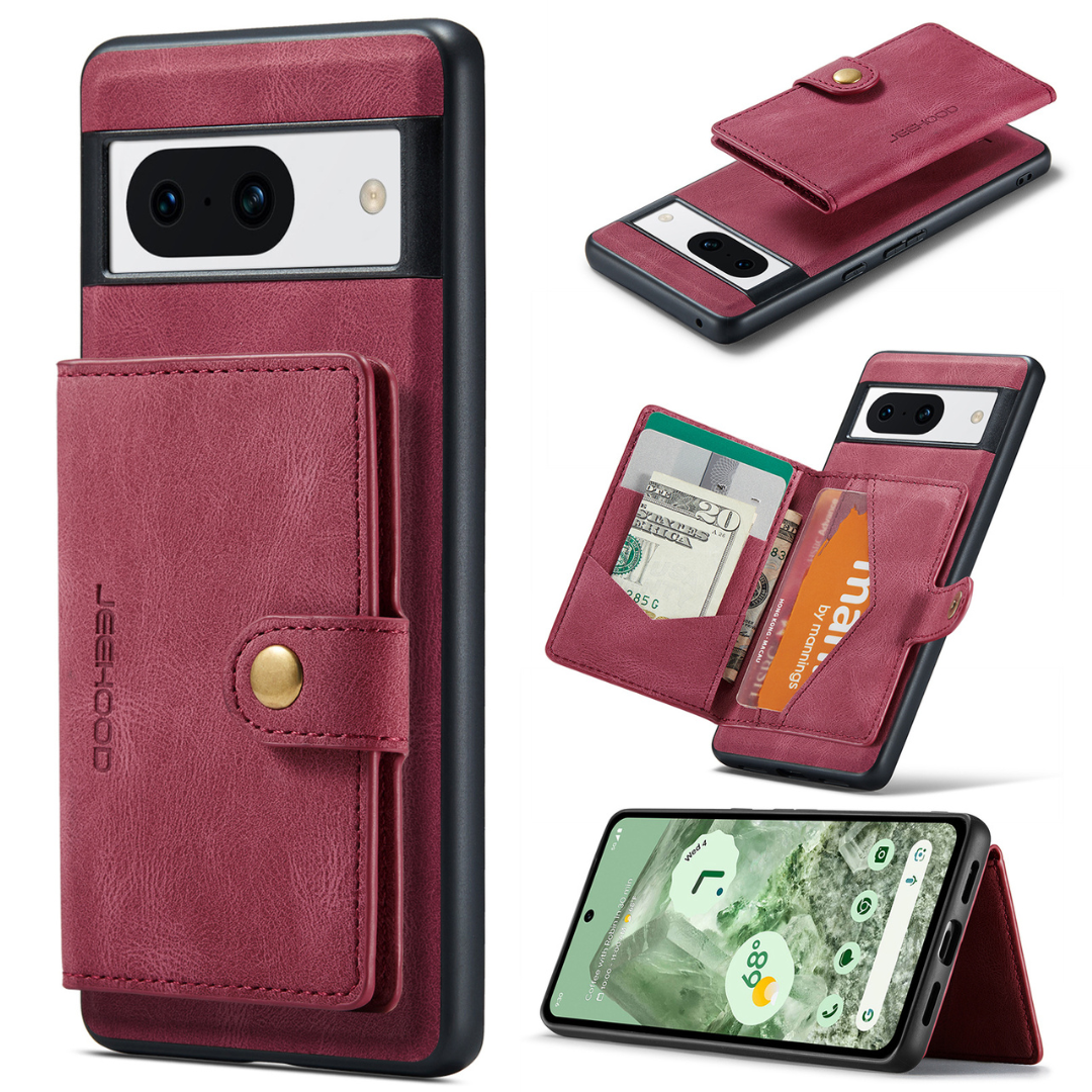 CaseMe - Telefoonhoesje geschikt voor Google Pixel 8a - Back Cover - Met Magnetische Pasjeshouder - Rood afbeelding