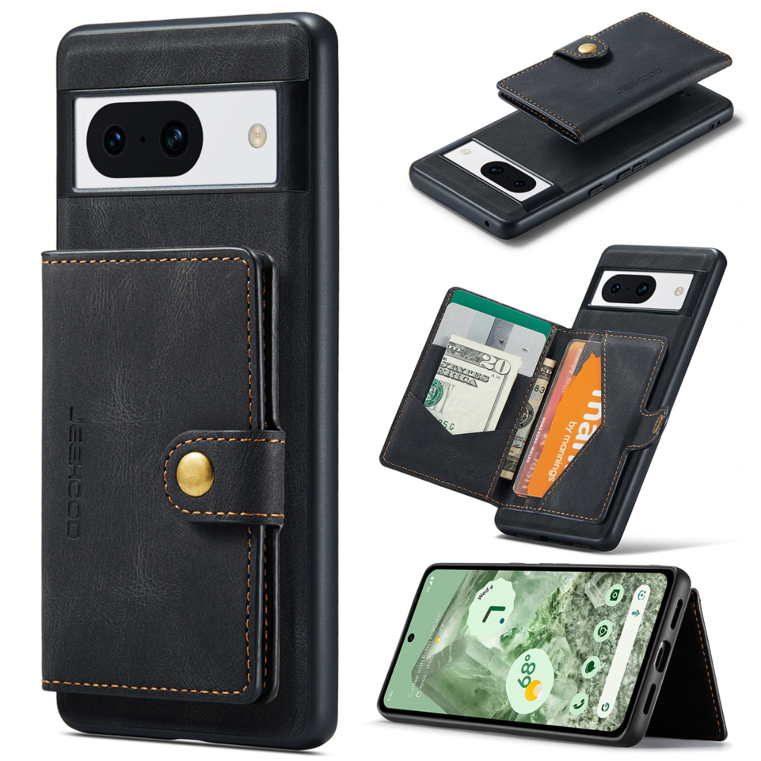 CaseMe - Telefoonhoesje geschikt voor Google Pixel 8a - Back Cover - Met Magnetische Pasjeshouder - Zwart afbeelding