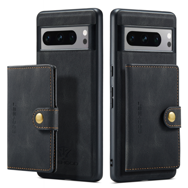 CaseMe - Telefoonhoesje geschikt voor Google Pixel 8 Pro - Back Cover - Met Magnetische Pasjeshouder - Zwart