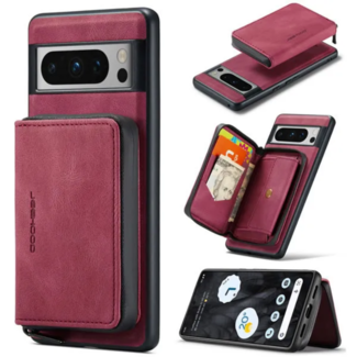 CaseMe CaseMe - Telefoonhoesje geschikt voor Google Pixel 8 Pro Met Magnetische Pasjeshouder - Back Cover - Rood