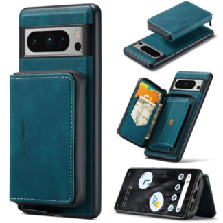 CaseMe CaseMe - Telefoonhoesje geschikt voor Google Pixel 8 Pro Met Magnetische Pasjeshouder - Back Cover - Blauw
